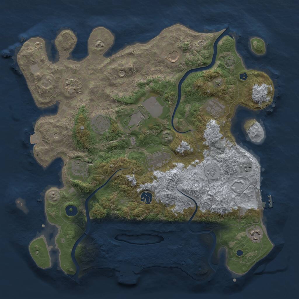 Rust Map: Procedural Map, Size: 3850, Seed: 279464537, 16 Monuments