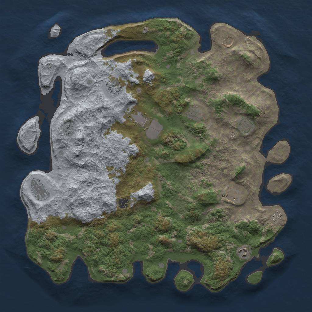 Rust Map: Barren, Size: 4500, Seed: 198835315, 13 Monuments