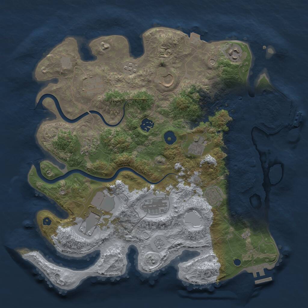 Rust Map: Procedural Map, Size: 3613, Seed: 993459, 16 Monuments
