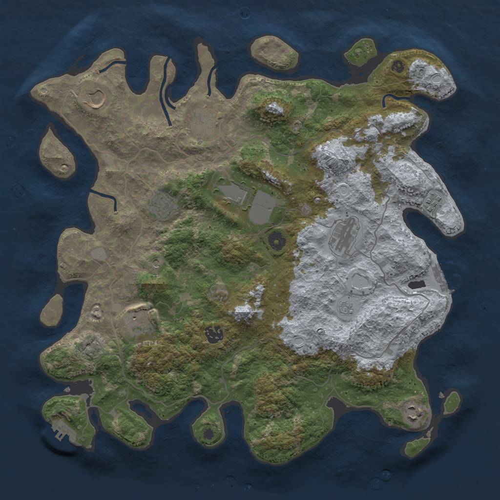 Rust Map: Procedural Map, Size: 4096, Seed: 745838794, 18 Monuments