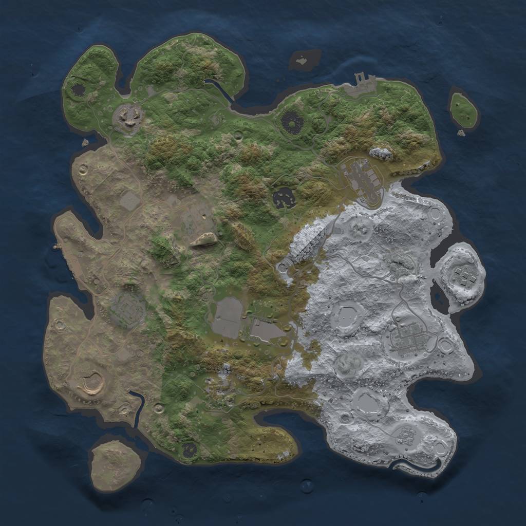 Rust Map: Procedural Map, Size: 3500, Seed: 1286456, 19 Monuments