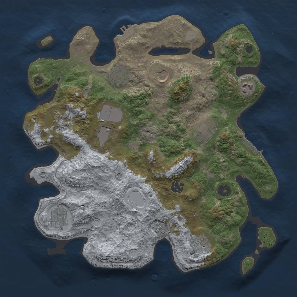 Rust Map: Procedural Map, Size: 3500, Seed: 156928211, 19 Monuments