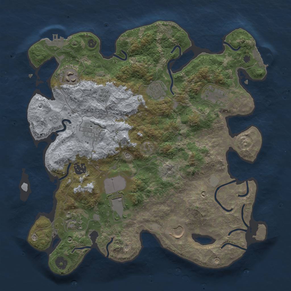 Rust Map: Procedural Map, Size: 3500, Seed: 130888669, 18 Monuments