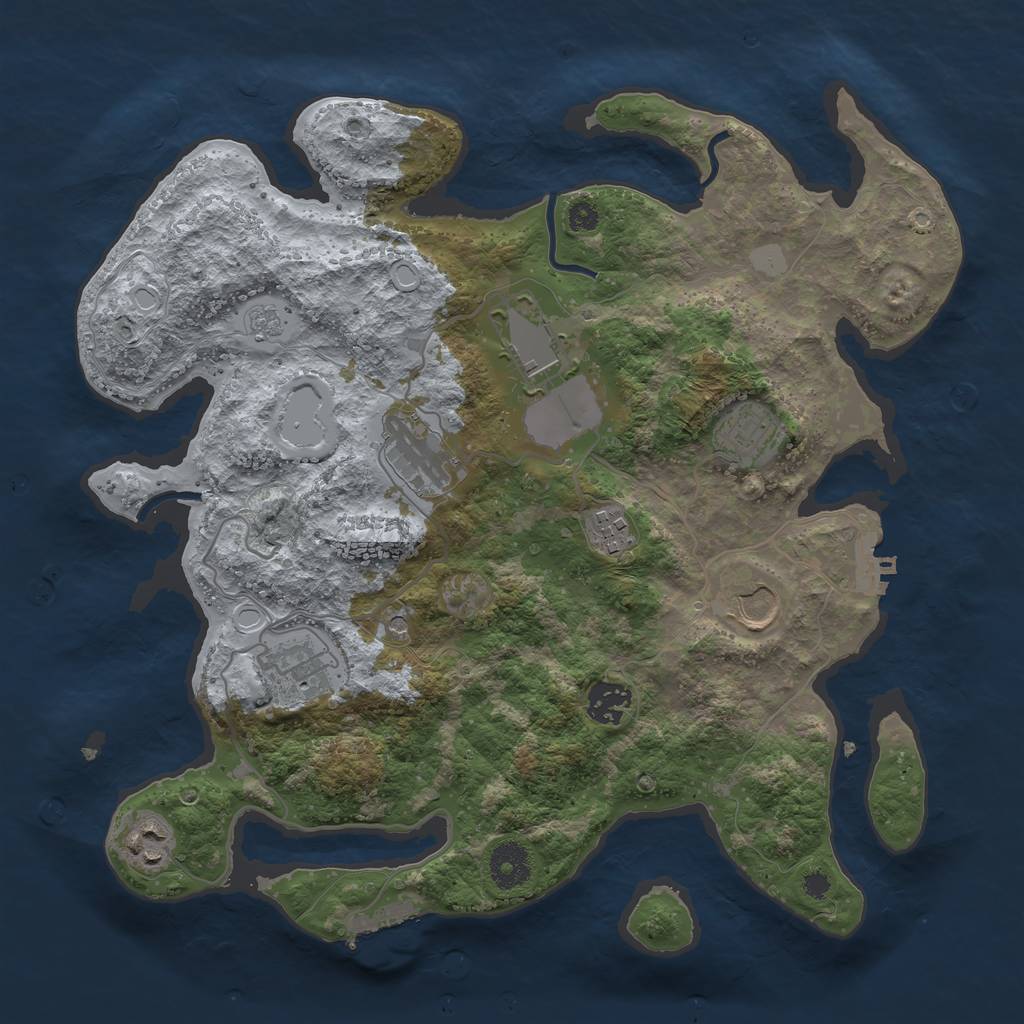 Rust Map: Procedural Map, Size: 3500, Seed: 1163116722, 17 Monuments