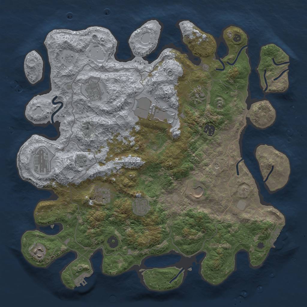 Rust Map: Procedural Map, Size: 4000, Seed: 1206097033, 19 Monuments