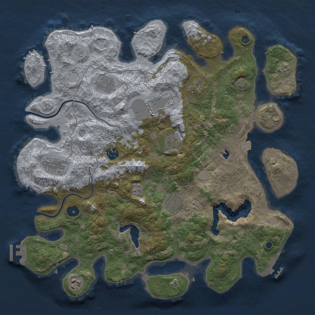 Rust Map: Procedural Map, Size: 4000, Seed: 1206097033, 15 Monuments
