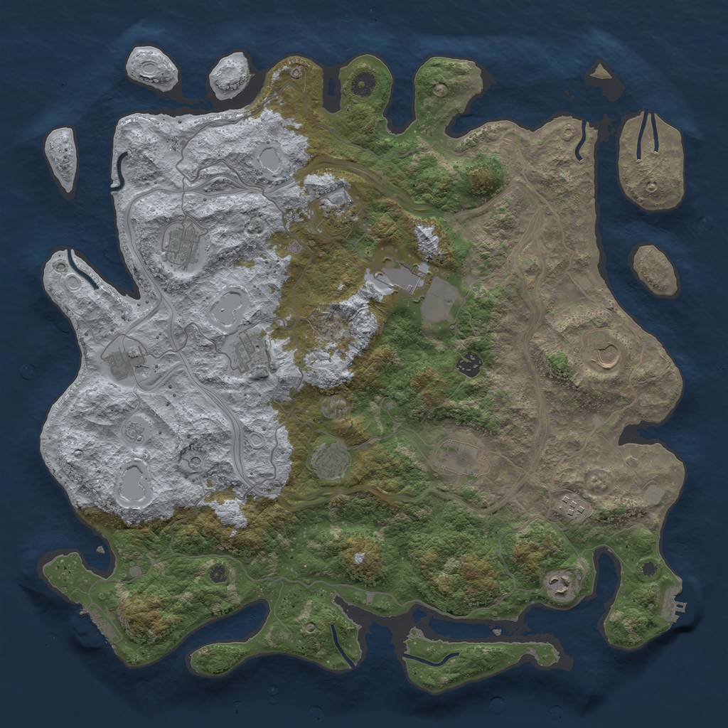 Rust Map: Procedural Map, Size: 4500, Seed: 1107050267, 20 Monuments