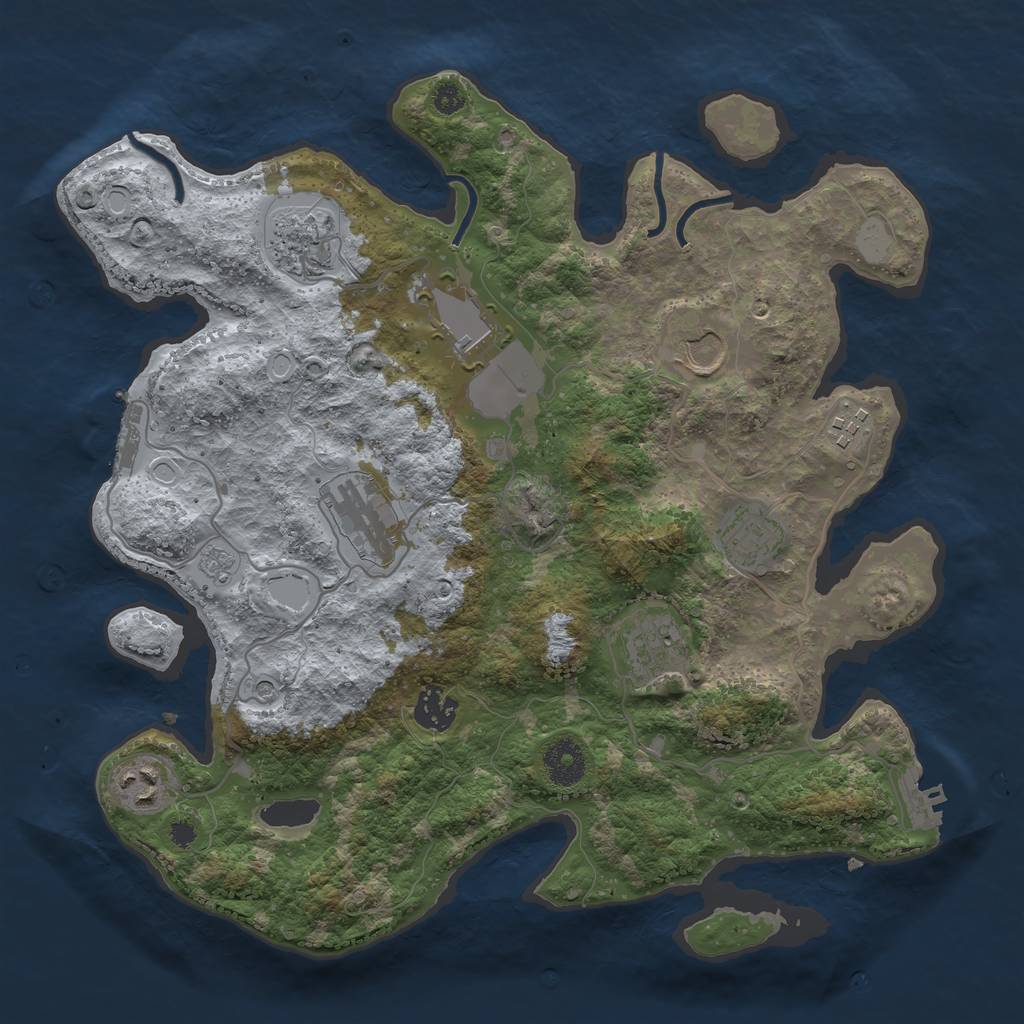 Rust Map: Procedural Map, Size: 3500, Seed: 7458773, 18 Monuments