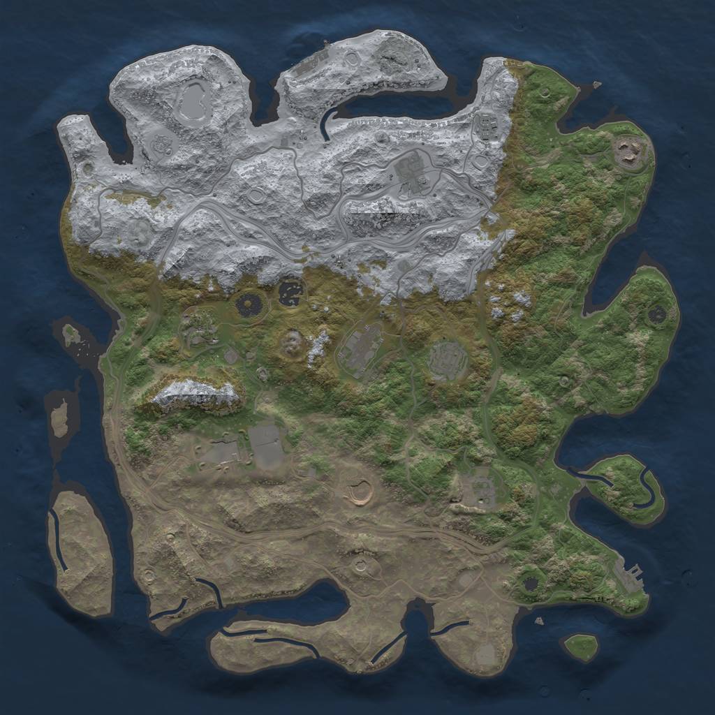 Rust Map: Procedural Map, Size: 4250, Seed: 1365886580, 19 Monuments