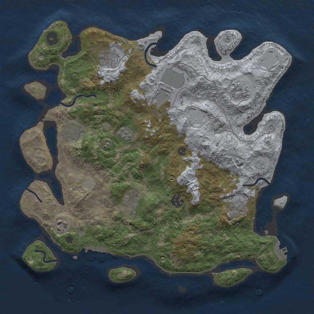 Rust Map: Procedural Map, Size: 3700, Seed: 2088086116, 18 Monuments