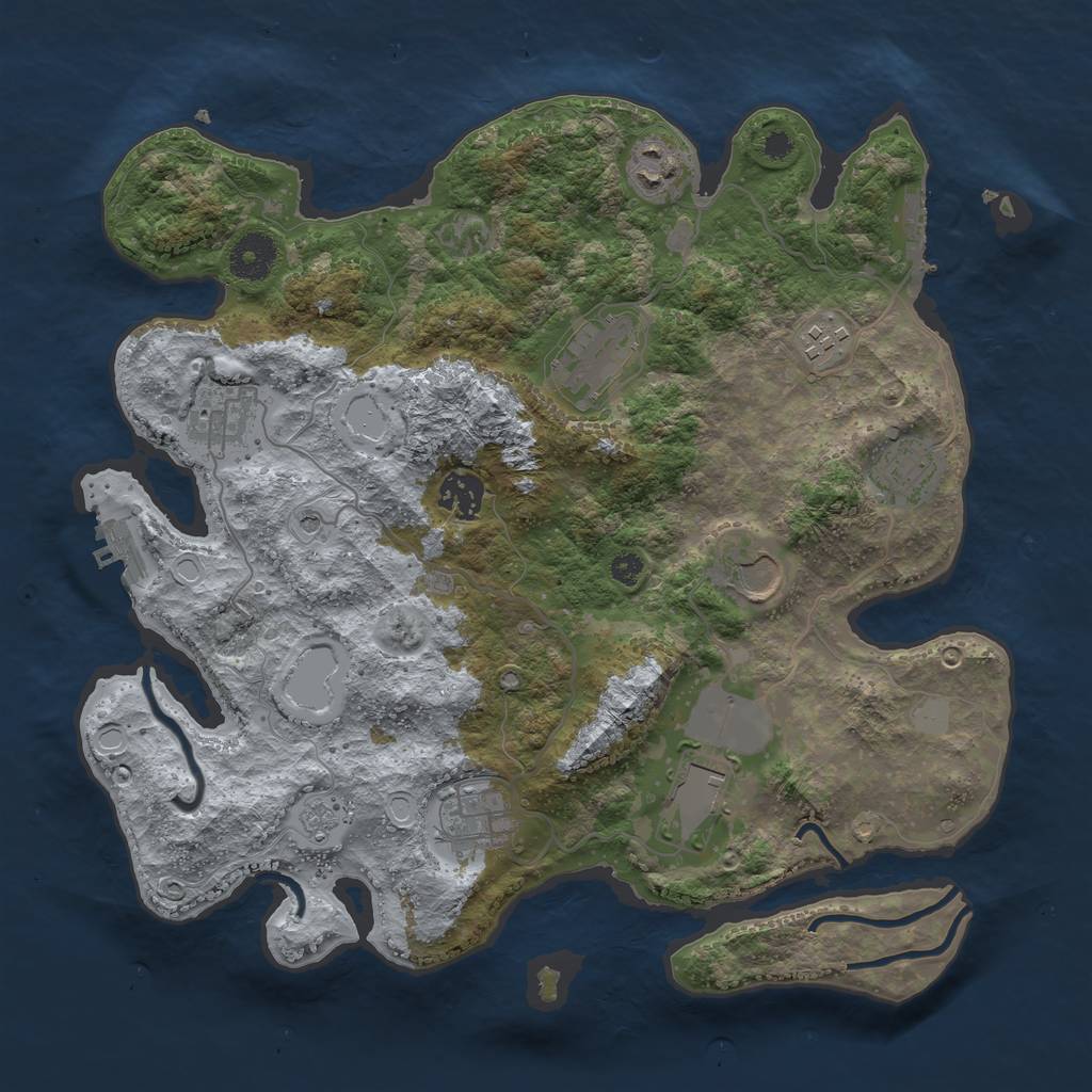 Rust Map: Procedural Map, Size: 3500, Seed: 121429265, 18 Monuments