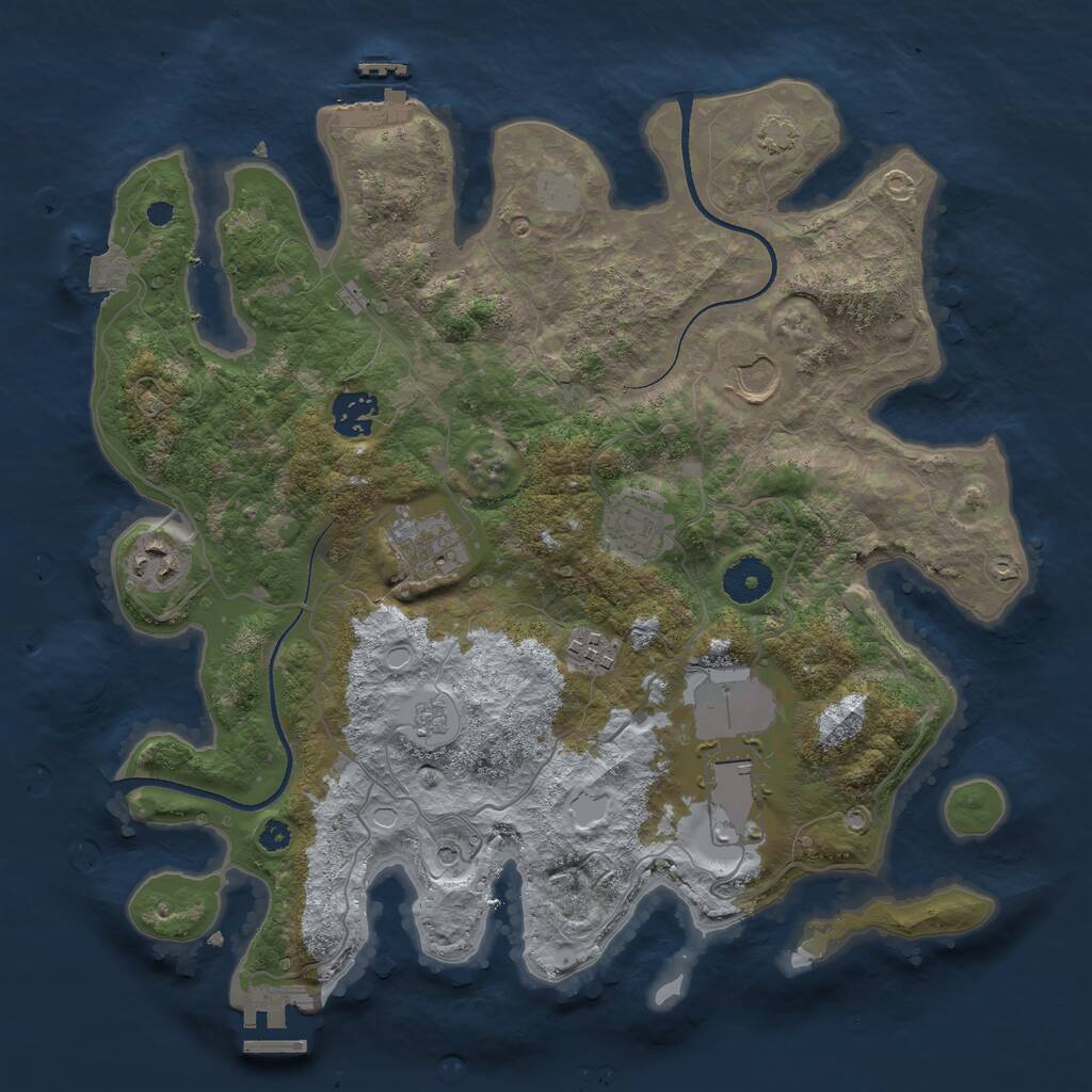 Rust Map: Procedural Map, Size: 3500, Seed: 47113, 13 Monuments