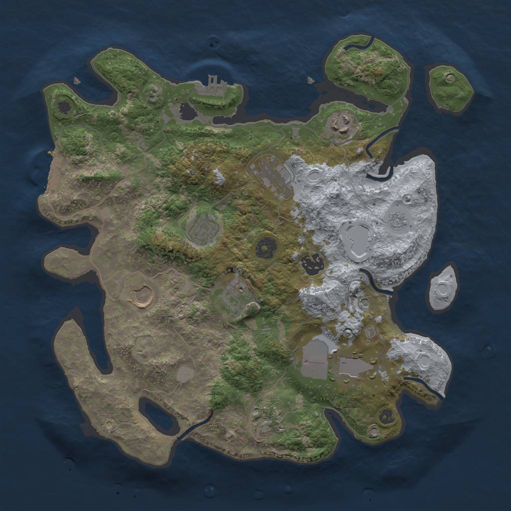 Rust Map: Procedural Map, Size: 3500, Seed: 978509300, 17 Monuments