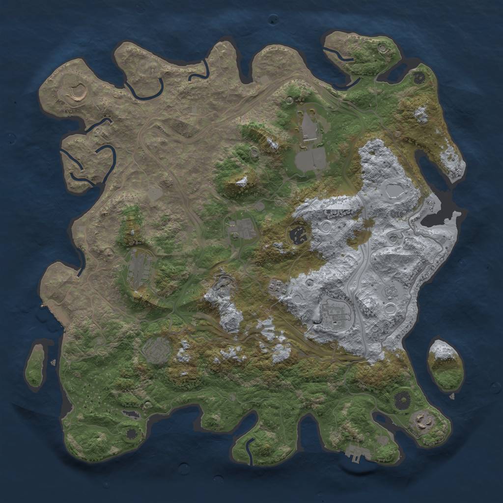 Rust Map: Procedural Map, Size: 4250, Seed: 123123809, 18 Monuments