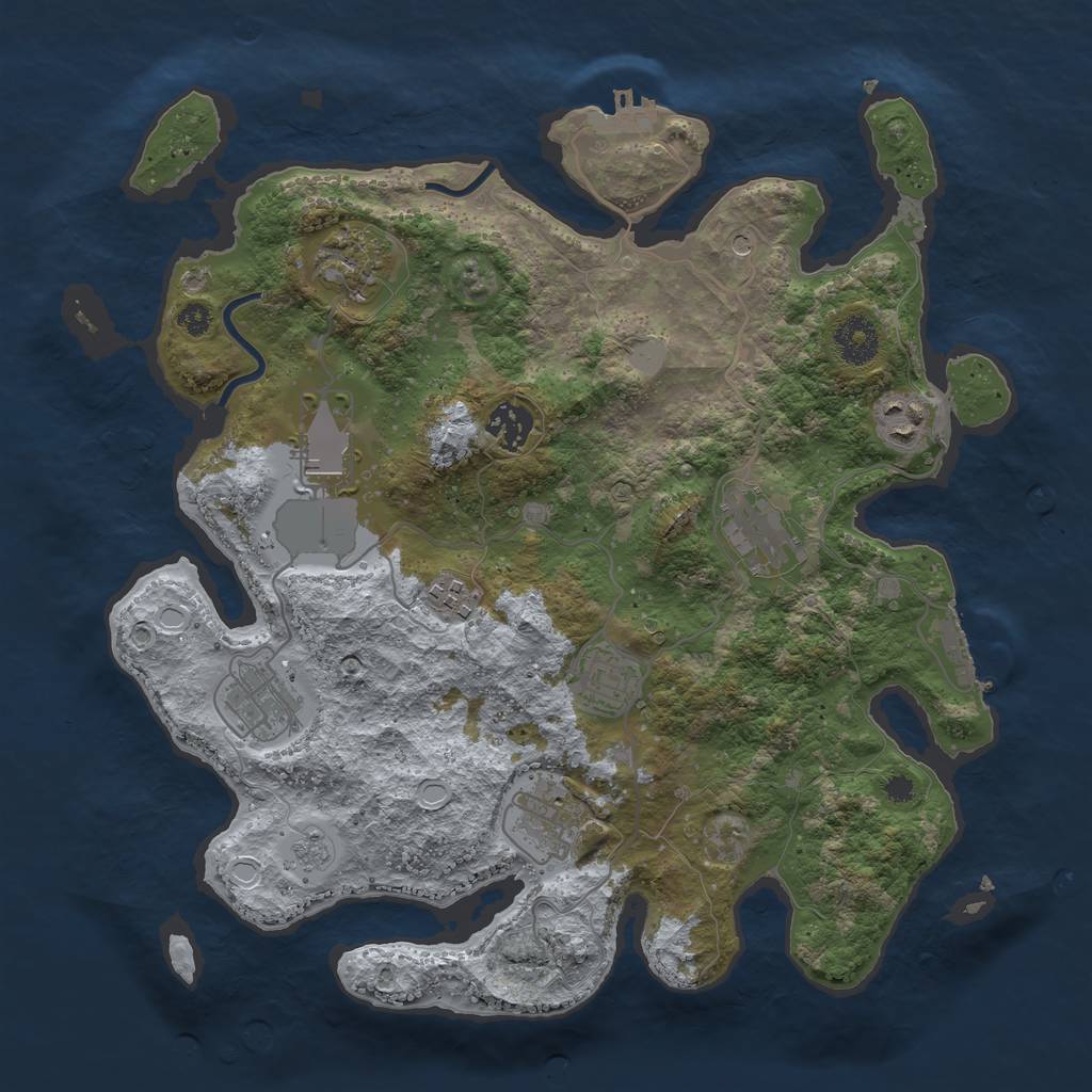 Rust Map: Procedural Map, Size: 3500, Seed: 802943733, 18 Monuments