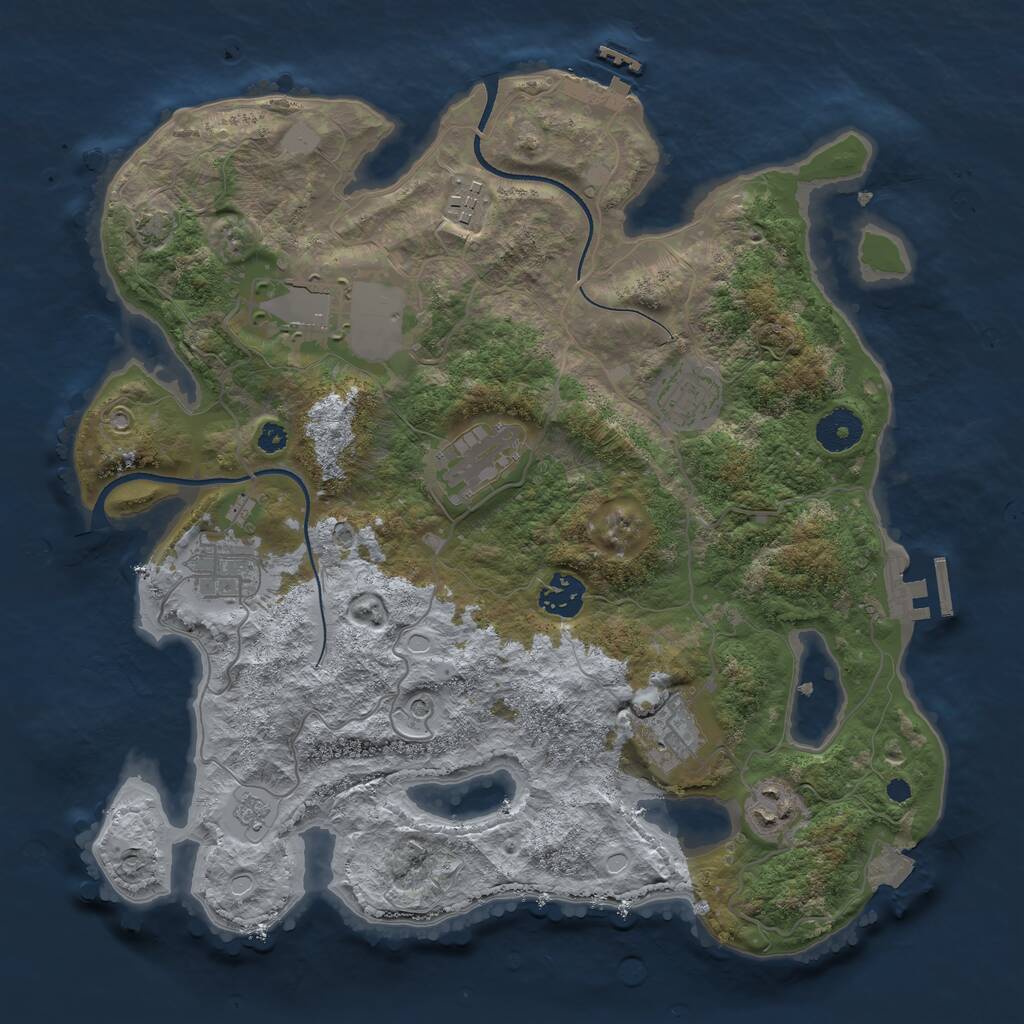 Rust Map: Procedural Map, Size: 3500, Seed: 989959518, 14 Monuments