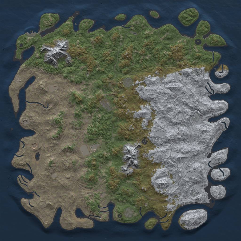 Rust Map: Procedural Map, Size: 6000, Seed: 839210, 20 Monuments