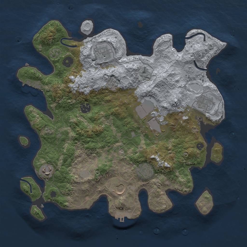 Rust Map: Procedural Map, Size: 3500, Seed: 5353007, 17 Monuments