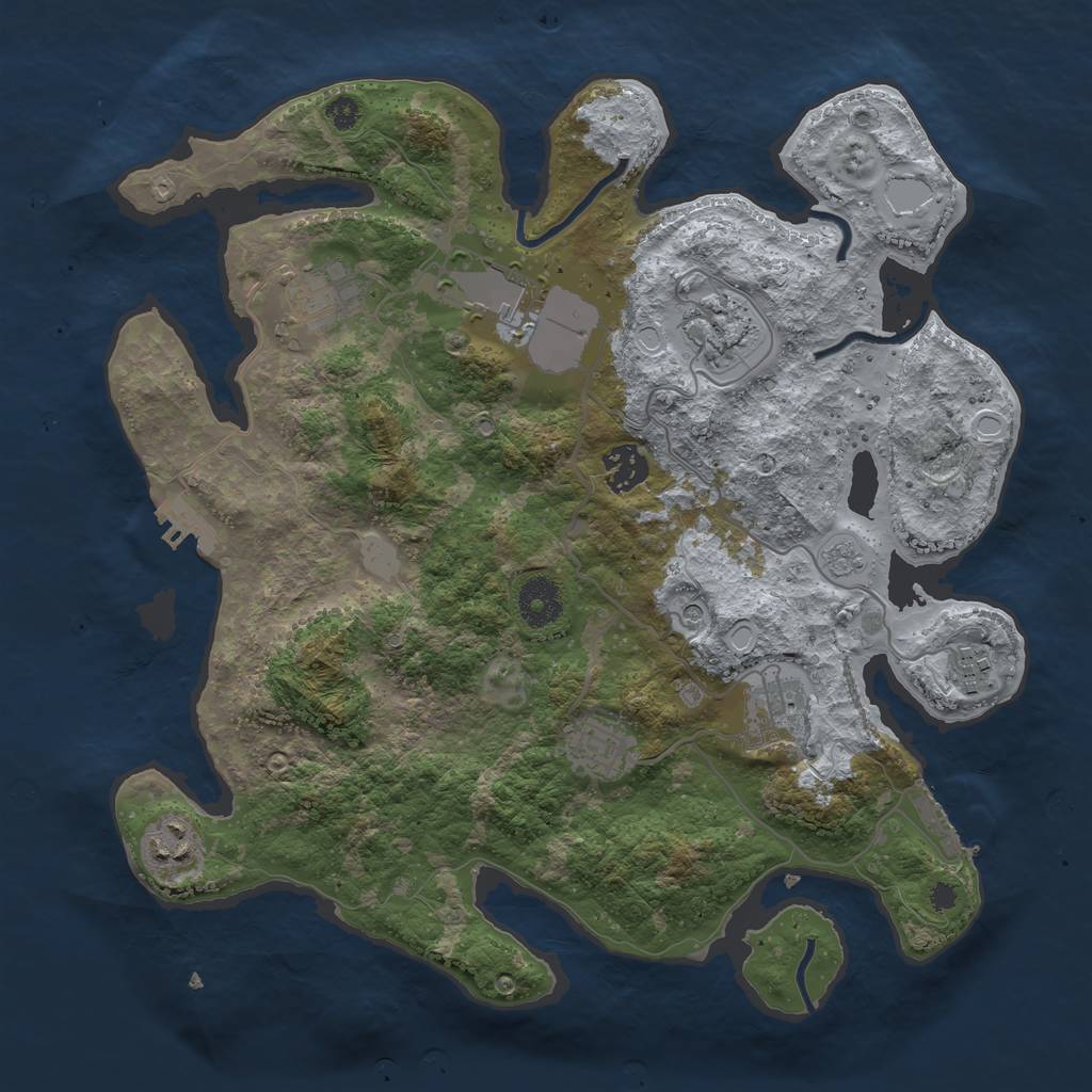 Rust Map: Procedural Map, Size: 3500, Seed: 552447, 17 Monuments