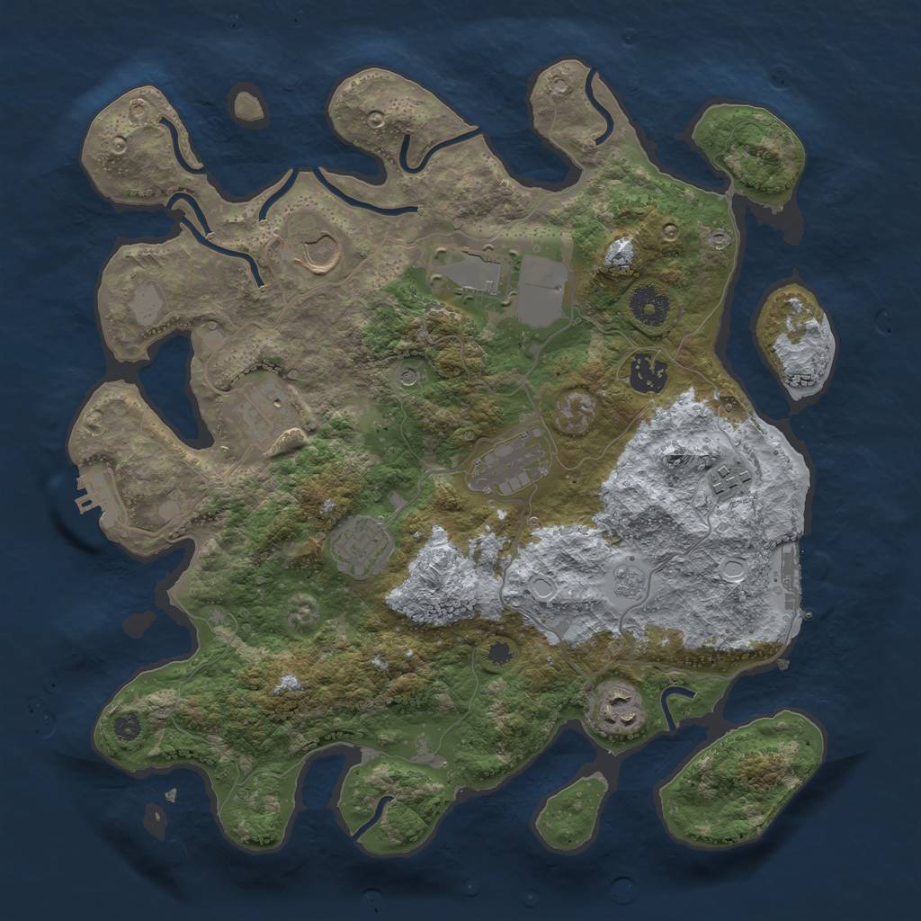 Rust Map: Procedural Map, Size: 3500, Seed: 7458777, 17 Monuments