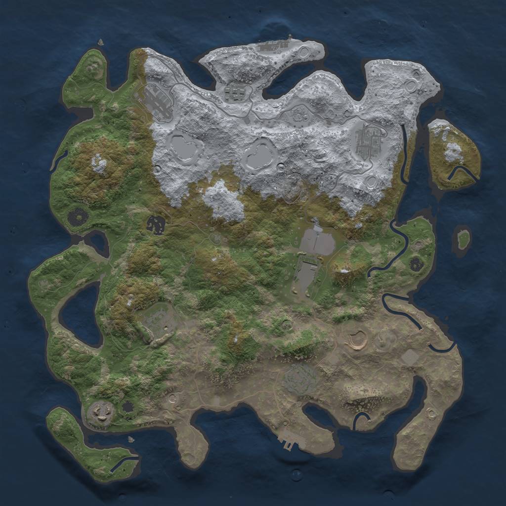 Rust Map: Procedural Map, Size: 3900, Seed: 10000, 18 Monuments