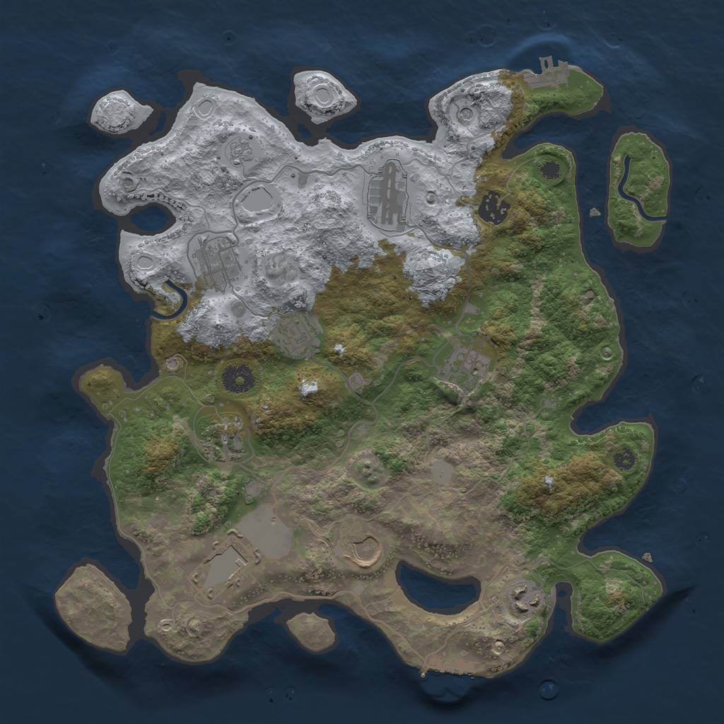 Rust Map: Procedural Map, Size: 3500, Seed: 826127858, 18 Monuments
