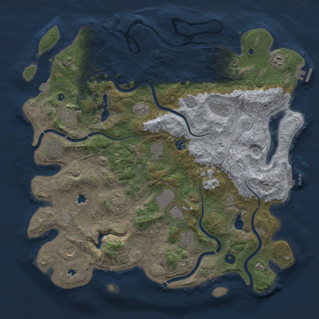 Rust Map: Procedural Map, Size: 4500, Seed: 967822462, 17 Monuments