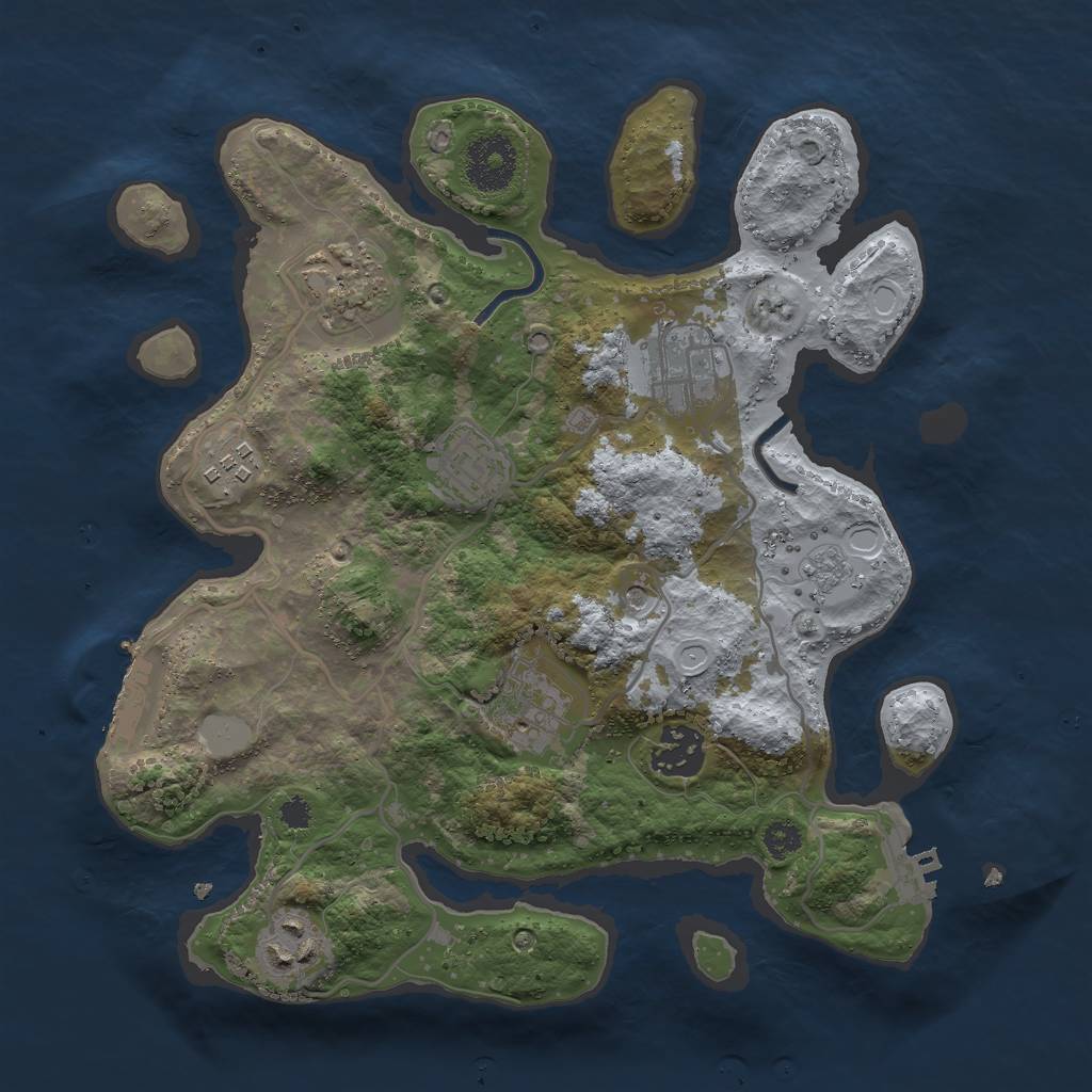Rust Map: Procedural Map, Size: 3000, Seed: 566050958, 16 Monuments