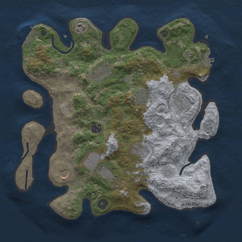 Rust Map: Procedural Map, Size: 3500, Seed: 757534477, 18 Monuments