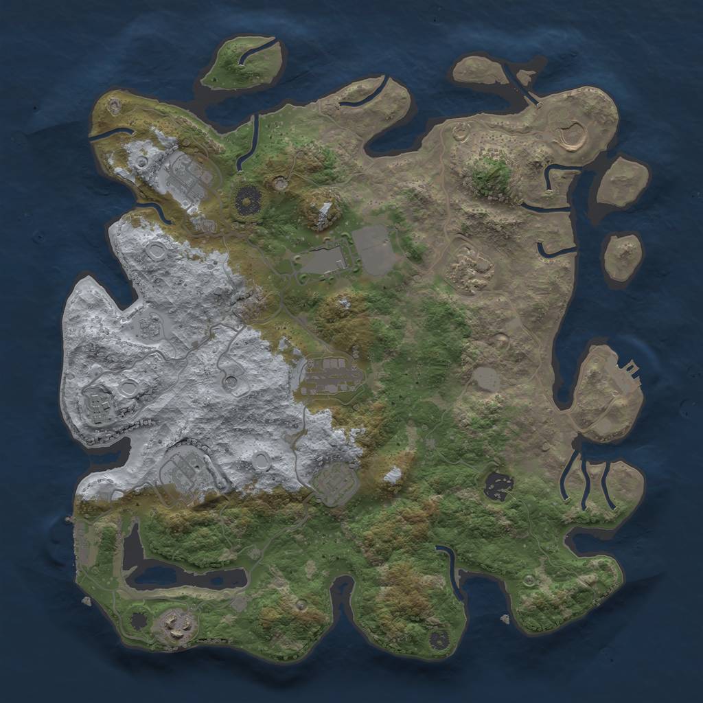 Rust Map: Procedural Map, Size: 3650, Seed: 218543845, 19 Monuments