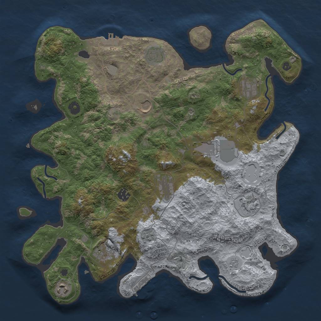 Rust Map: Procedural Map, Size: 3900, Seed: 1476146480, 19 Monuments