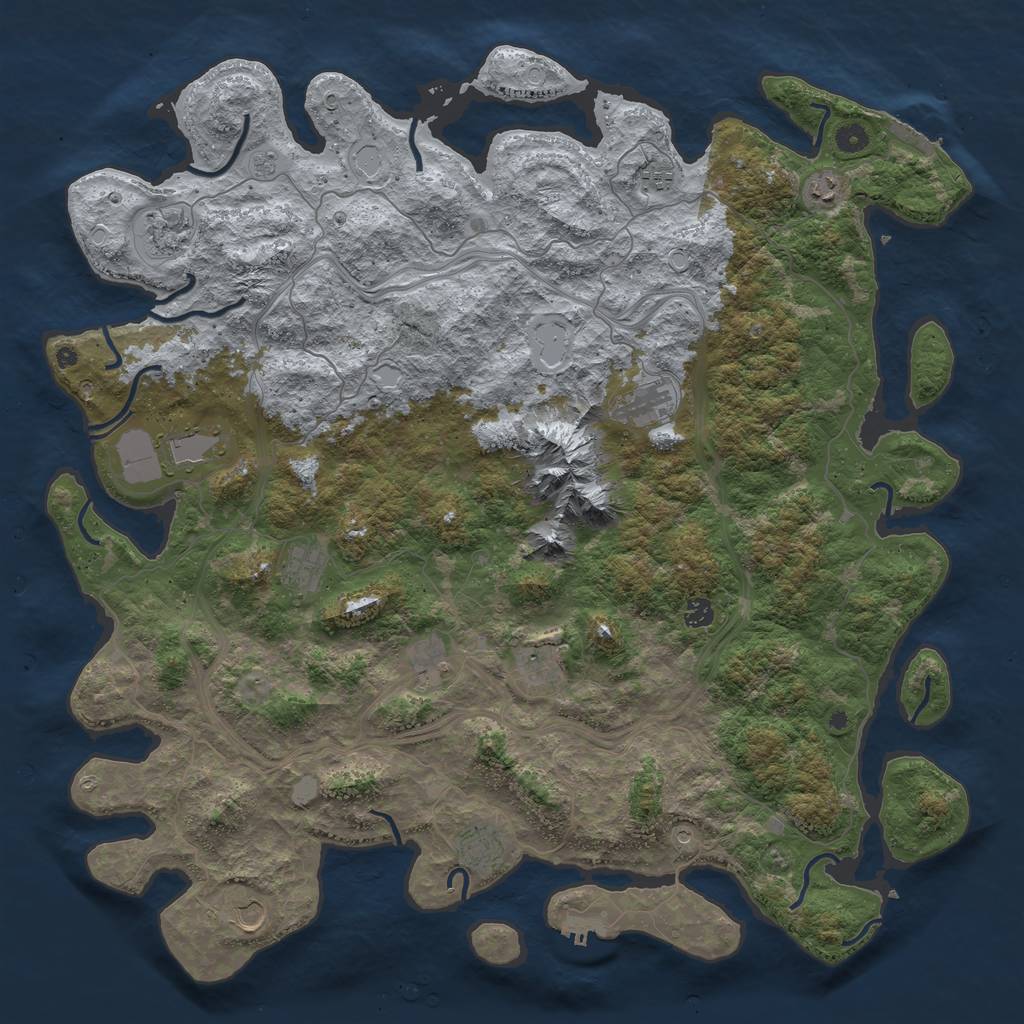 Rust Map: Procedural Map, Size: 5000, Seed: 717232877, 20 Monuments