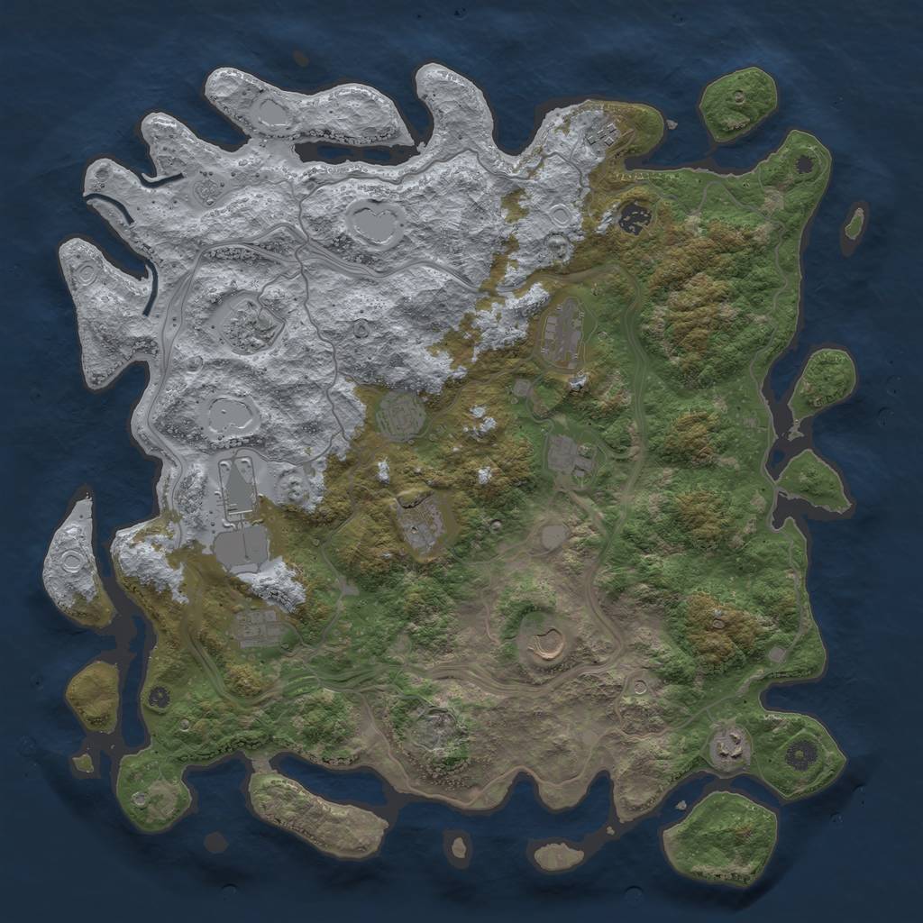 Rust Map: Procedural Map, Size: 4500, Seed: 1936045524, 18 Monuments