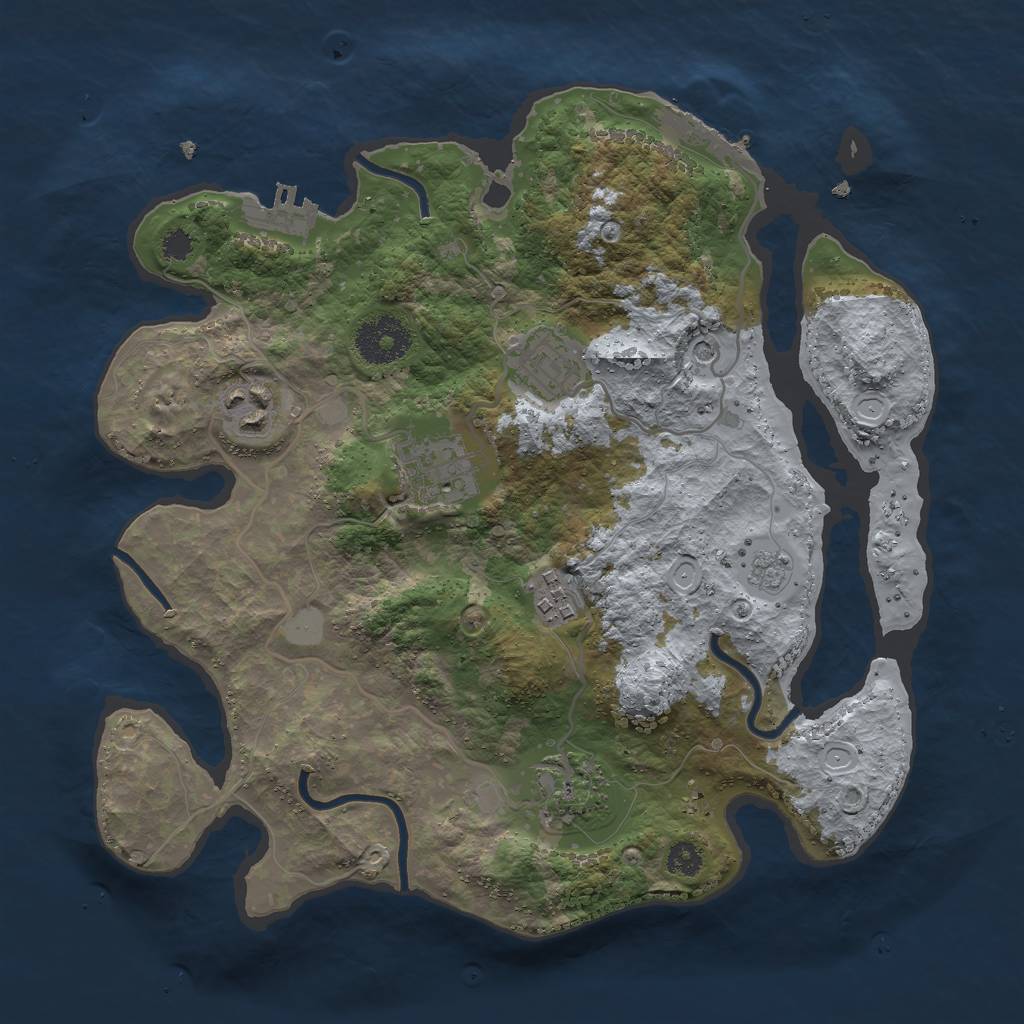 Rust Map: Procedural Map, Size: 3000, Seed: 29809, 14 Monuments