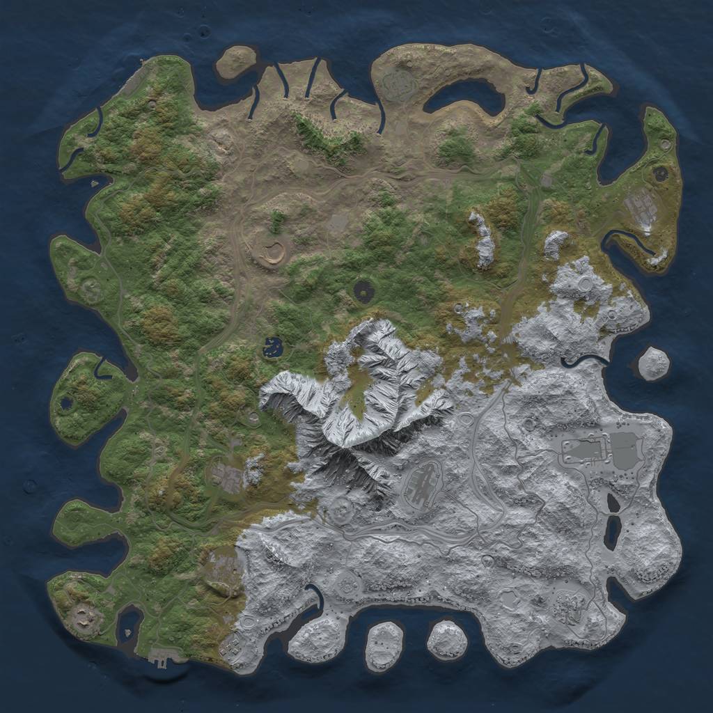 Rust Map: Procedural Map, Size: 5000, Seed: 989328403, 20 Monuments