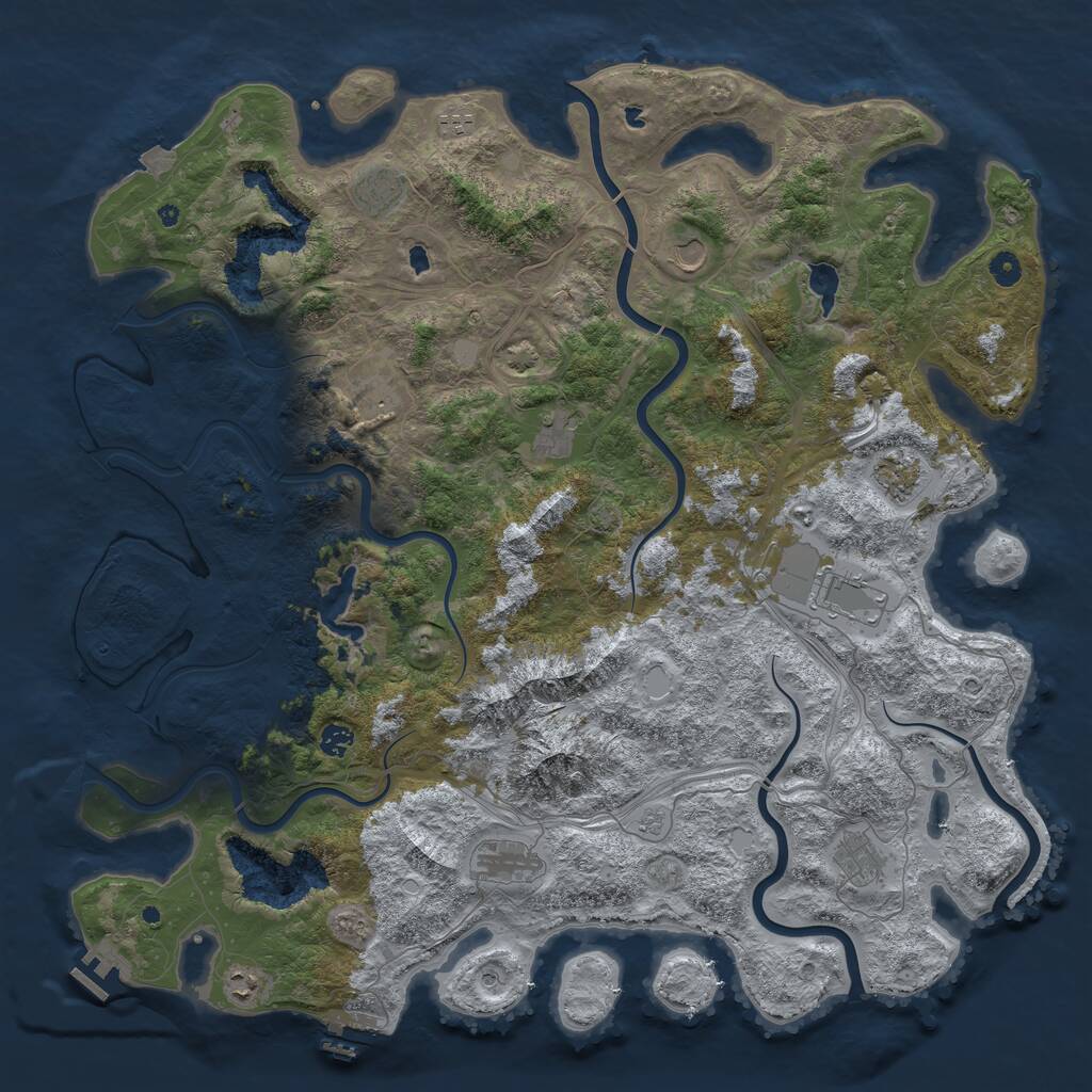 Rust Map: Procedural Map, Size: 5000, Seed: 989328403, 17 Monuments