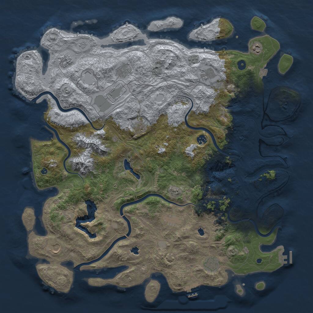 Rust Map: Procedural Map, Size: 5000, Seed: 1945861625, 17 Monuments