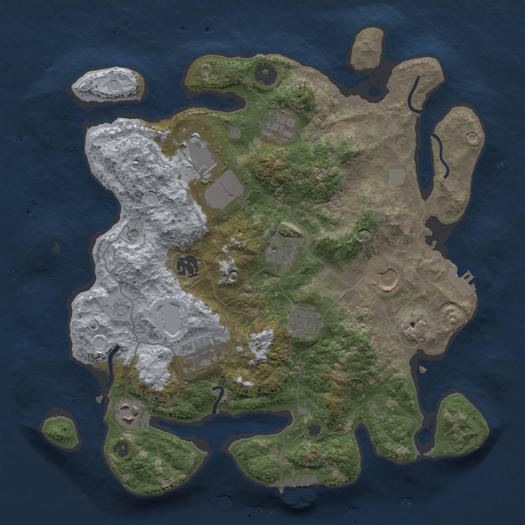 Rust Map: Procedural Map, Size: 3500, Seed: 4305, 17 Monuments