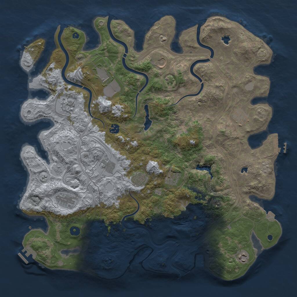 Rust Map: Procedural Map, Size: 4500, Seed: 1267133470, 17 Monuments