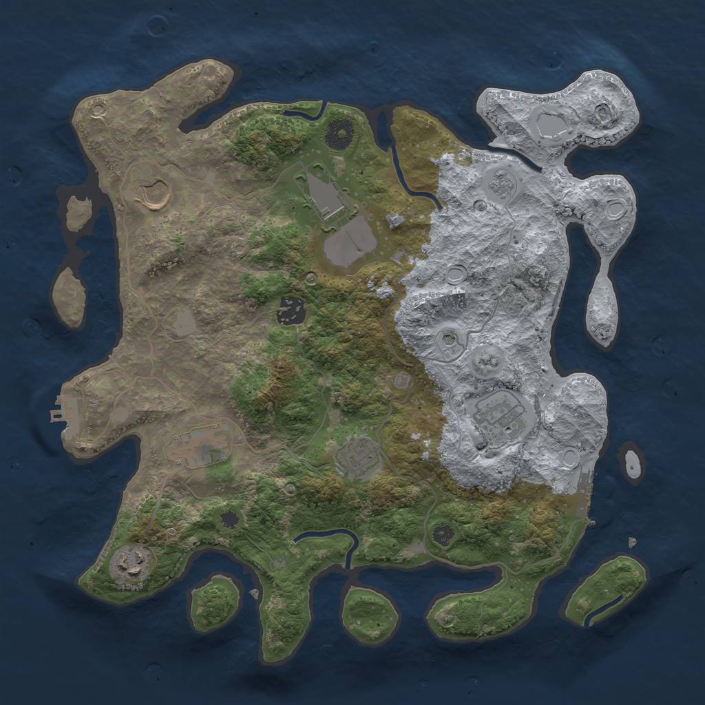 Rust Map: Procedural Map, Size: 3500, Seed: 415696560, 16 Monuments