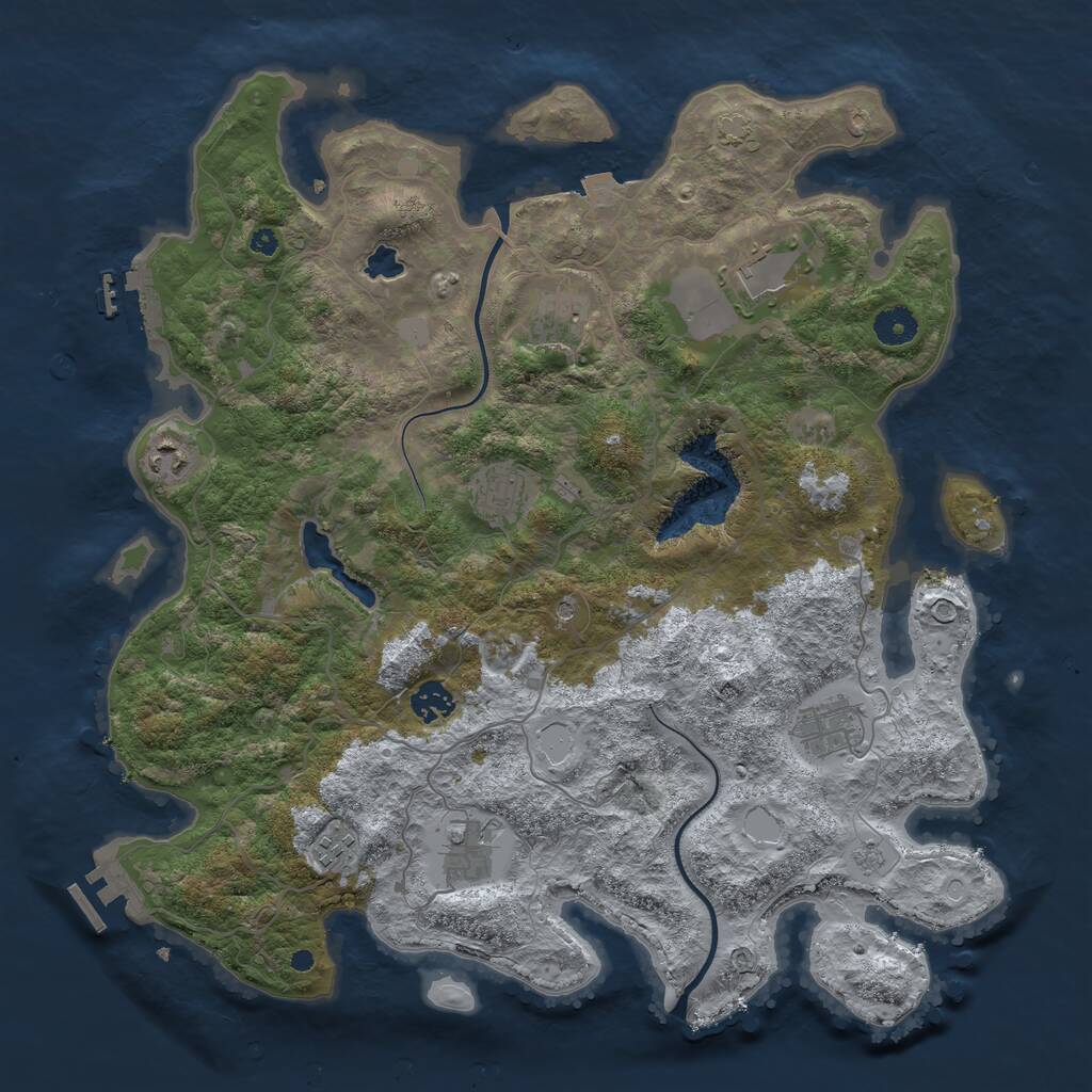 Rust Map: Procedural Map, Size: 4000, Seed: 1104063968, 14 Monuments