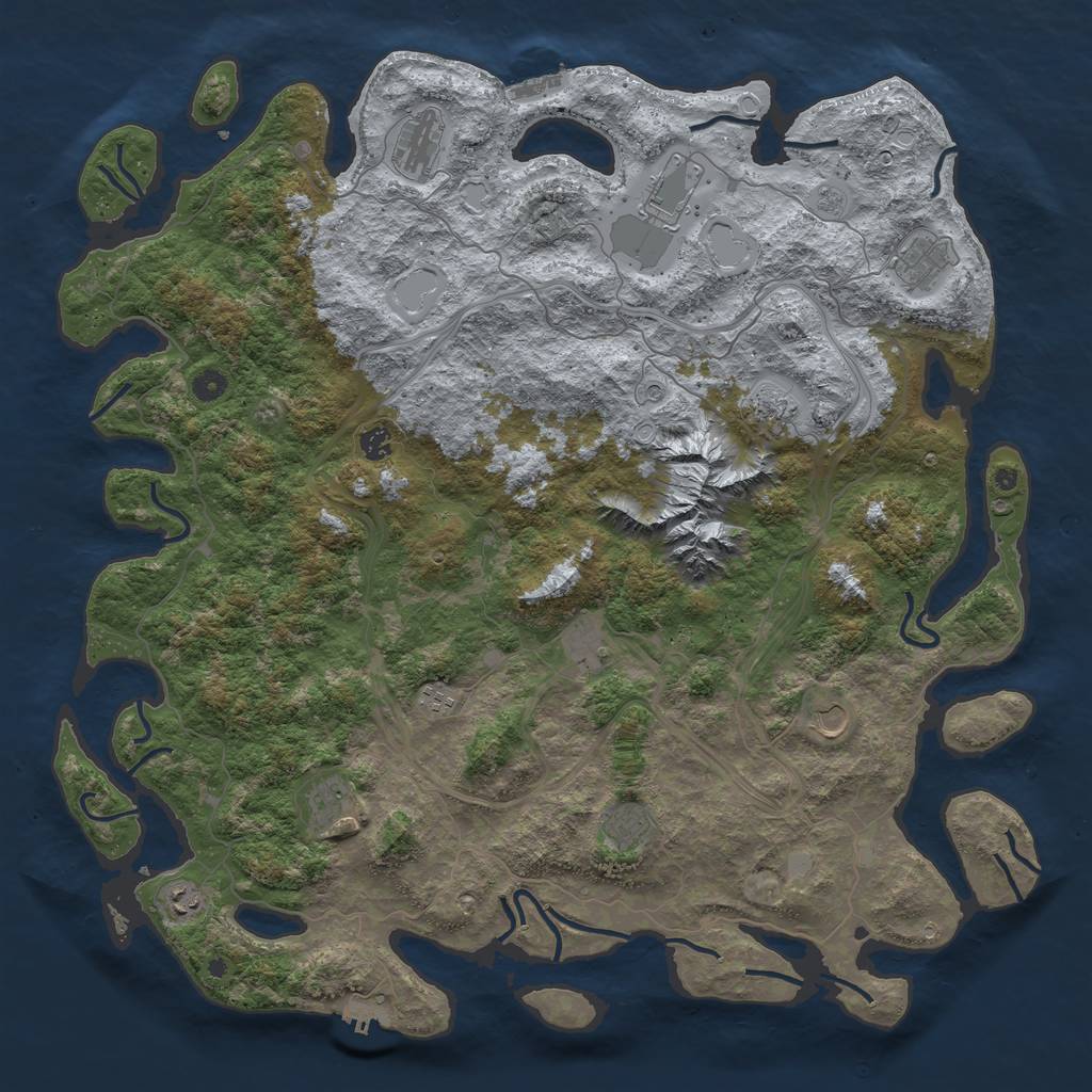 Rust Map: Procedural Map, Size: 5000, Seed: 68541545, 20 Monuments