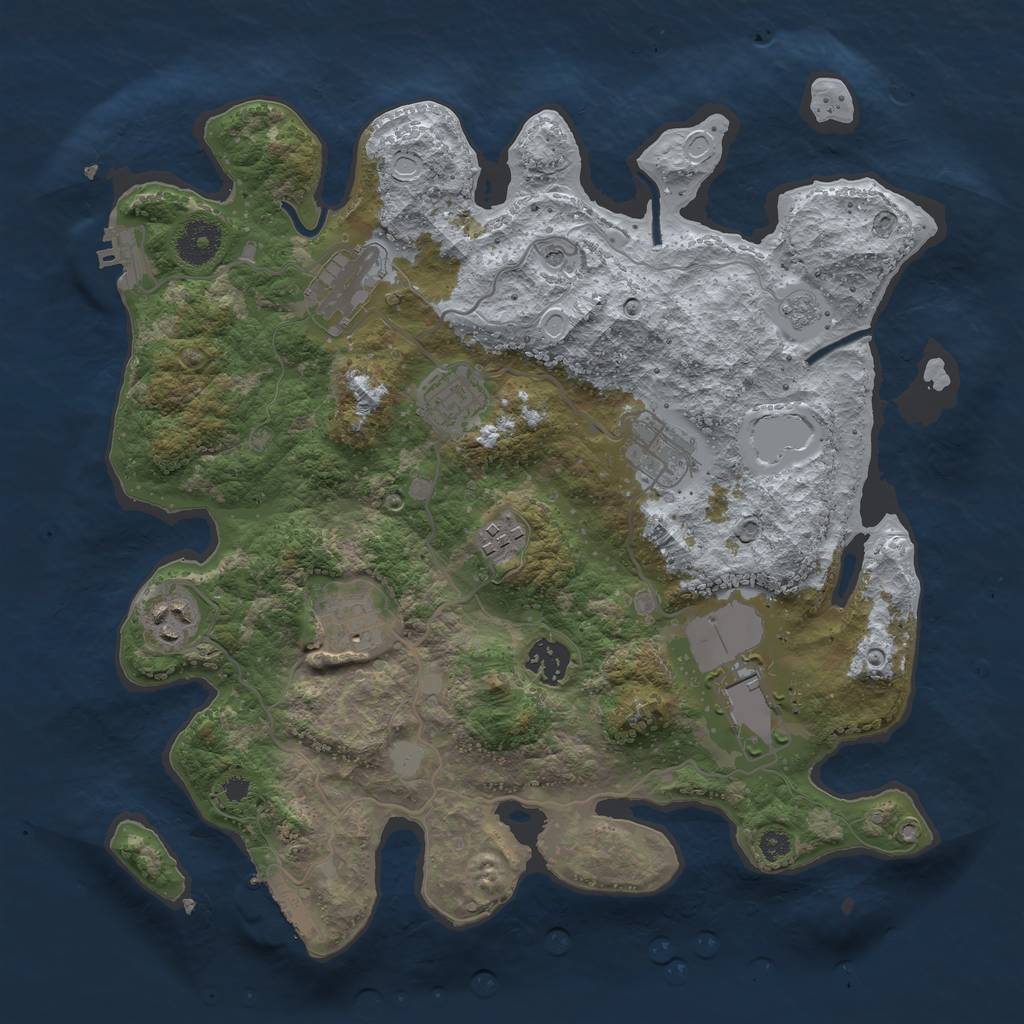 Rust Map: Procedural Map, Size: 3500, Seed: 4152893, 17 Monuments