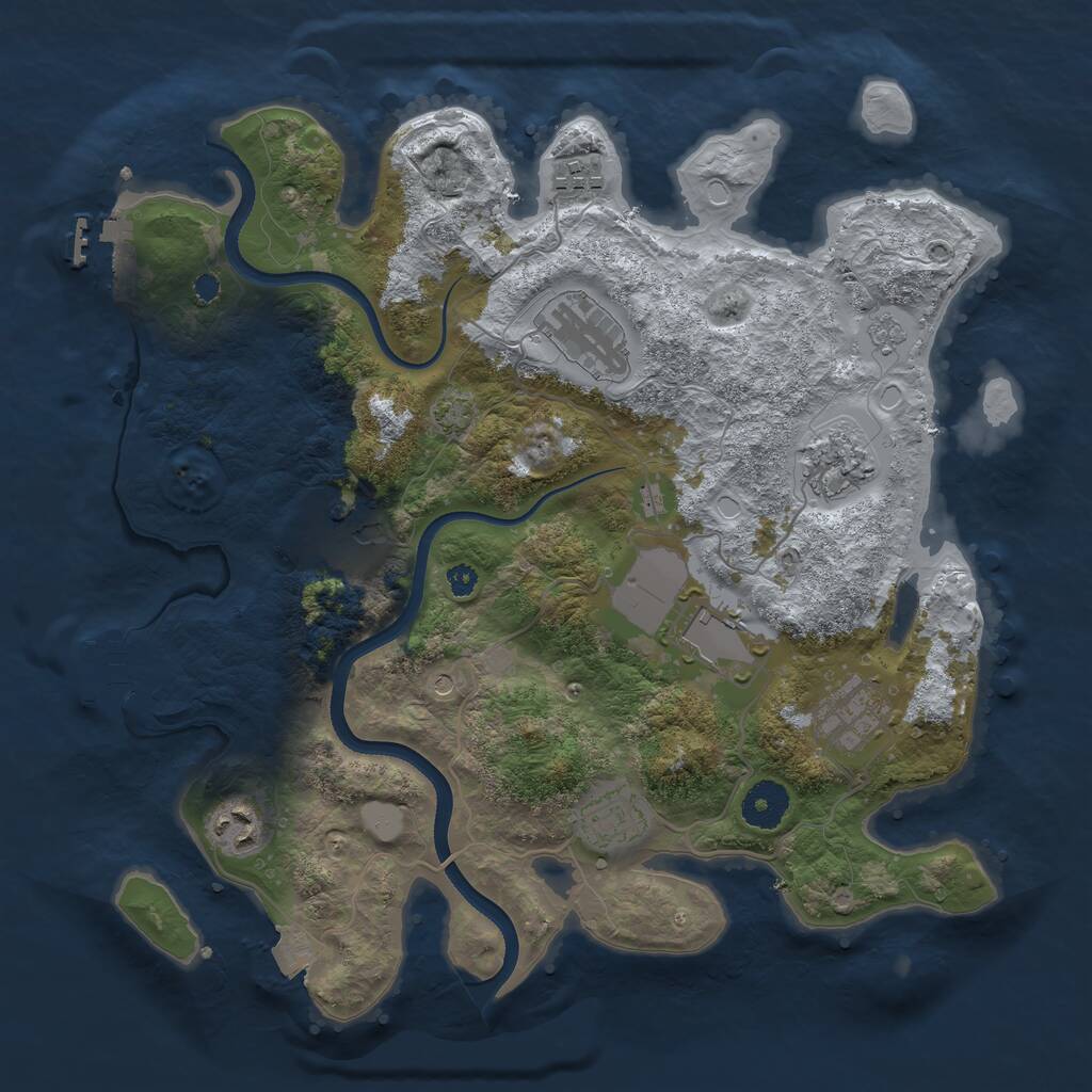 Rust Map: Procedural Map, Size: 3500, Seed: 4152893, 14 Monuments