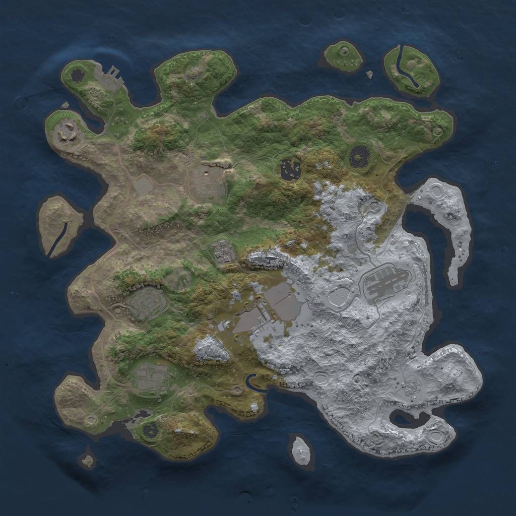 Rust Map: Procedural Map, Size: 3500, Seed: 123462, 16 Monuments