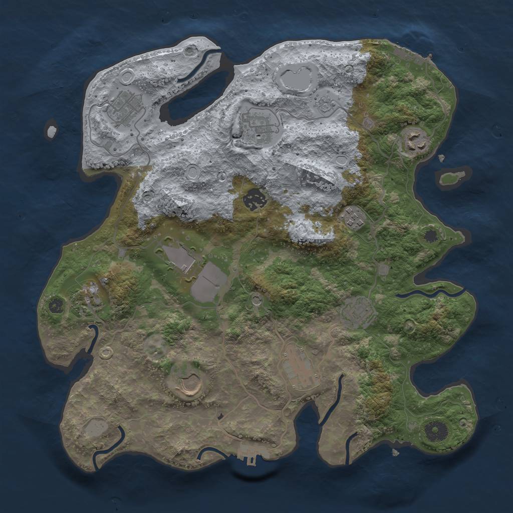 Rust Map: Procedural Map, Size: 3500, Seed: 1841826157, 19 Monuments