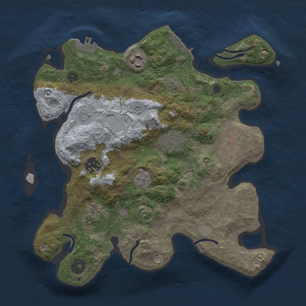 Rust Map: Procedural Map, Size: 3000, Seed: 130888669, 15 Monuments