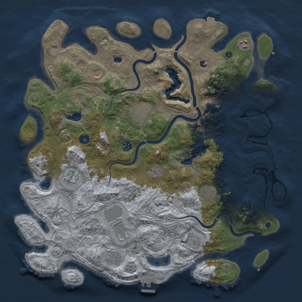 Rust Map: Procedural Map, Size: 4500, Seed: 645149483, 16 Monuments