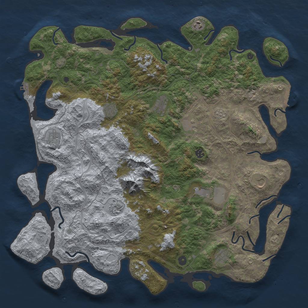 Rust Map: Procedural Map, Size: 5000, Seed: 1379549511, 20 Monuments