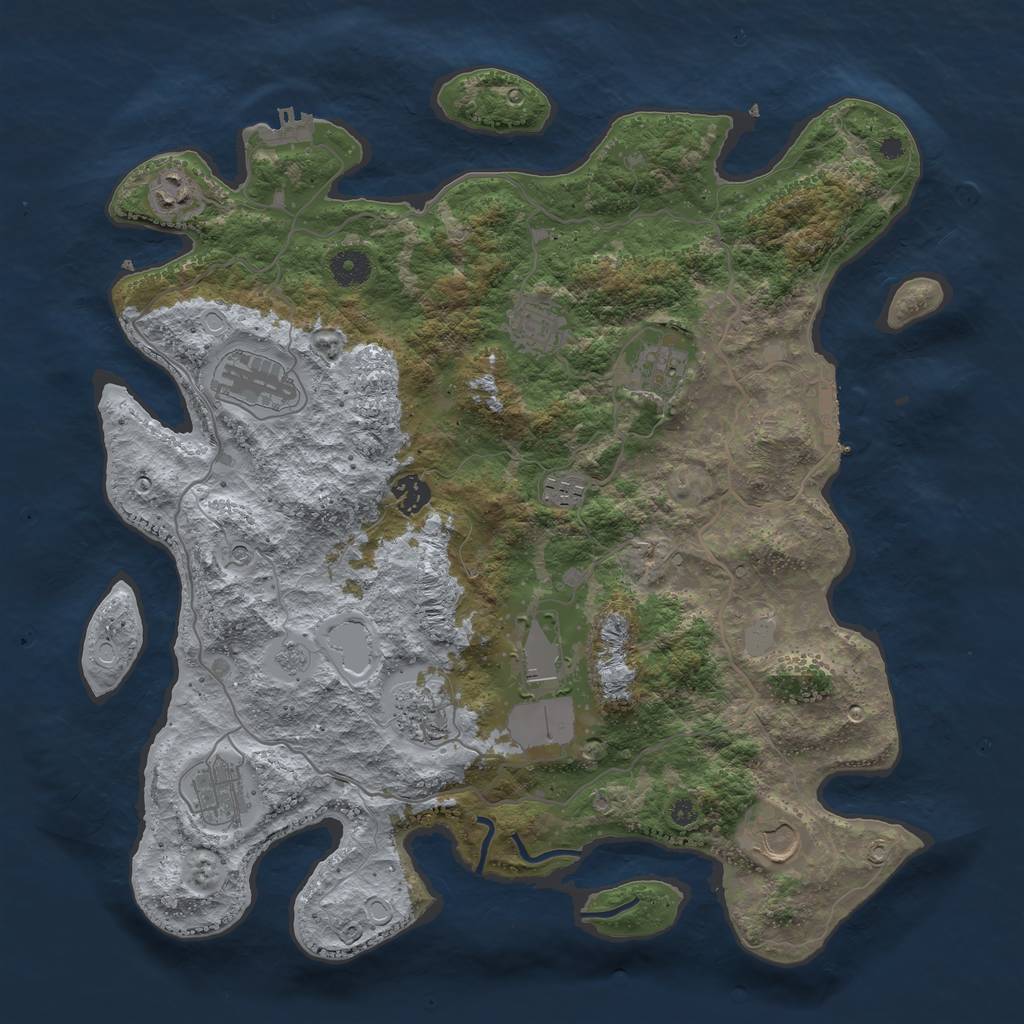 Rust Map: Procedural Map, Size: 4000, Seed: 234575, 19 Monuments
